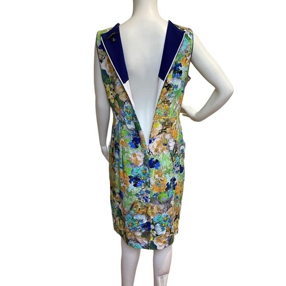 Land’s End Floral Sleeveless Sheath Dress Keyhole Neckline Pockets Sz 12 - Picture 4 of 15